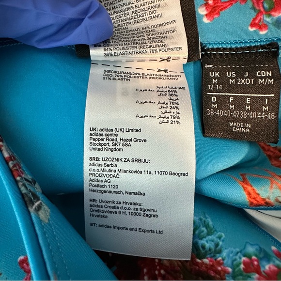 Ivy Park x Adidas Blue Floral Printed Striped Women Leggings Size M - Picture 13 of 14